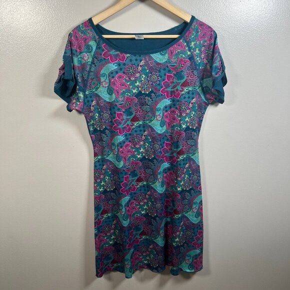 Title Nine Athena Dress Size Medium Green Paisley Floral Outdoor Athletic Travel - Picture 1 of 10